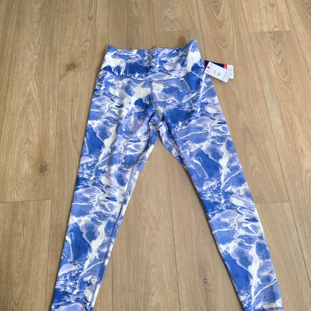 Champion Ripple Effect Soft Touch Blue and White Leggings NWT XL
